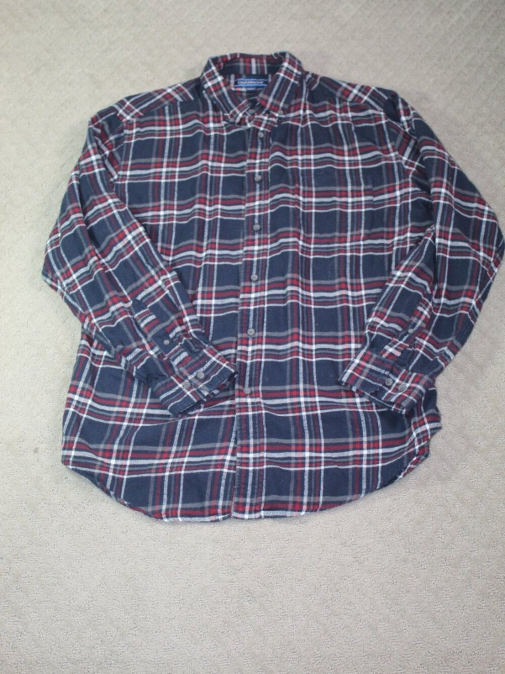Croft & Barrow Size L 100% Cotton Flannel Plaid Button Up Shirt